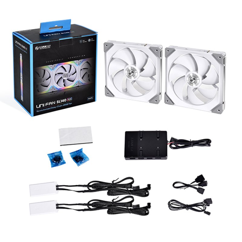 Lot de 2 Ventilateurs de boitier Lian Li SL RGB - 14cm (Blanc)