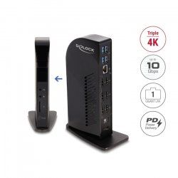 Delock USB Type-C™ Triple Display Dockingstation mit DisplayLink® 4K / USB Hub / LAN / SD / Audio / PD 96 W