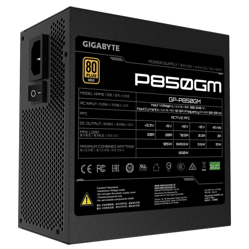 Gigabyte P850GM power supply unit 850 W 20 4 pin ATX ATX Black