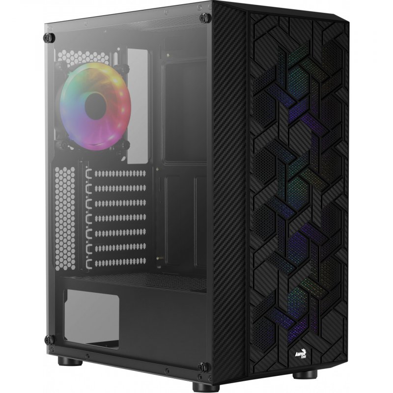Boitier Moyen Tour ATX AeroCool Hive v2 RGB avec panneau vitré (Noir)