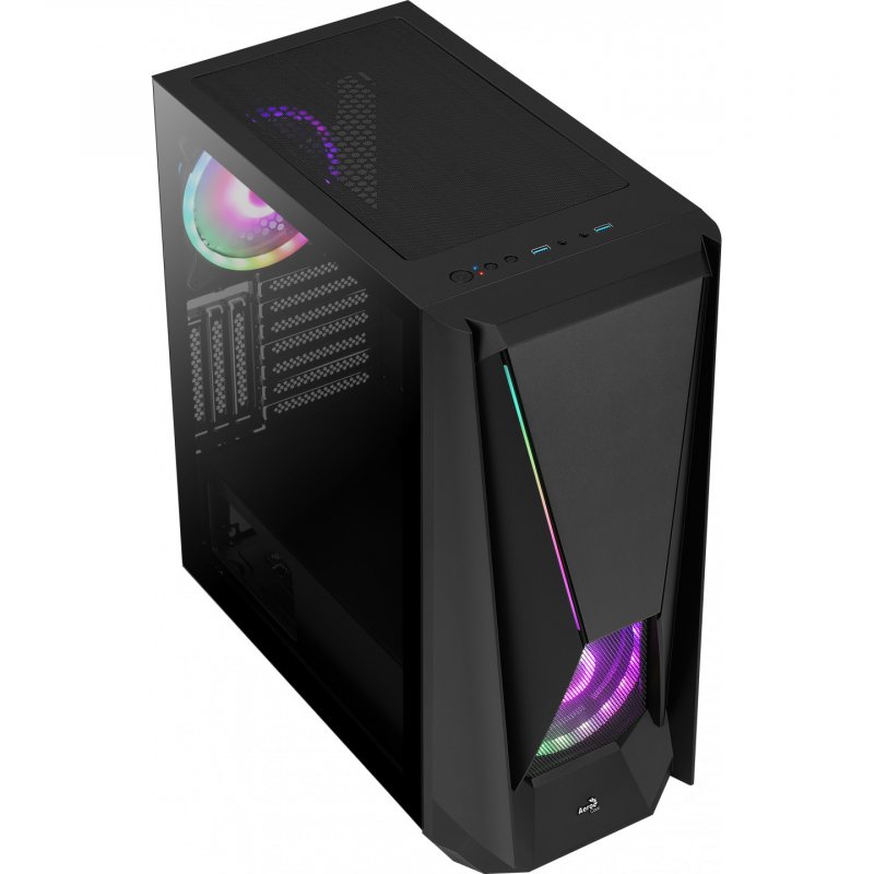 Boitier Moyen Tour E-ATX AeroCool Visor RGB avec panneau vitré (Noir)
