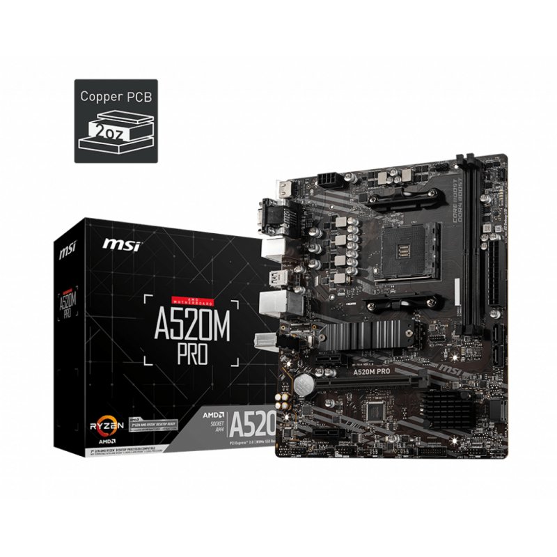 MSI A520M PRO motherboard AMD A520 Socket AM4 micro ATX