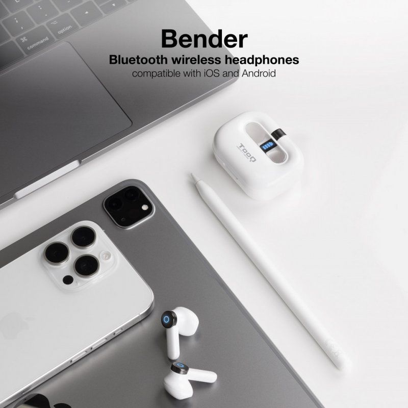 TooQ Bender Casque Sans fil Ecouteurs Appels/Musique Bluetooth Blanc