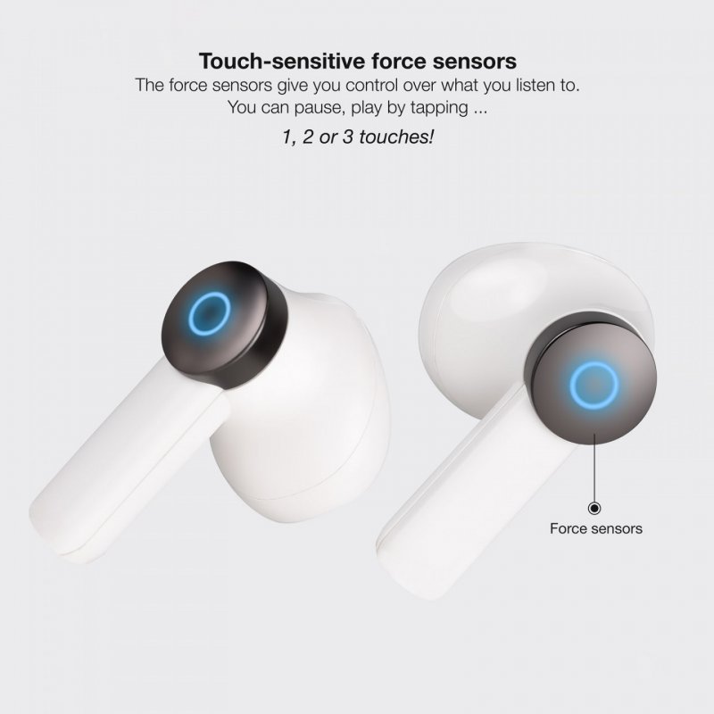 TooQ Bender Wireless Earbuds Bluetooth Microphone with Charging Case, White