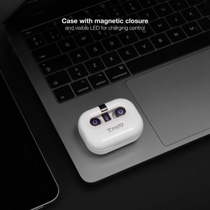 TooQ Bender Wireless Earbuds Bluetooth Microphone with Charging Case, White