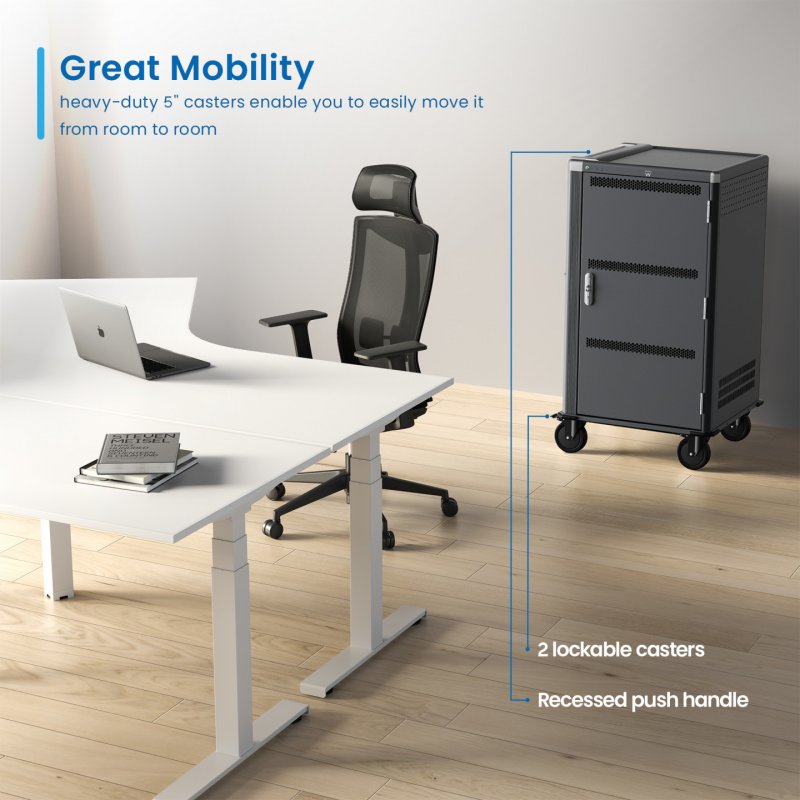 Ewent EW1700 portable device management cart/cabinet Black, Grey