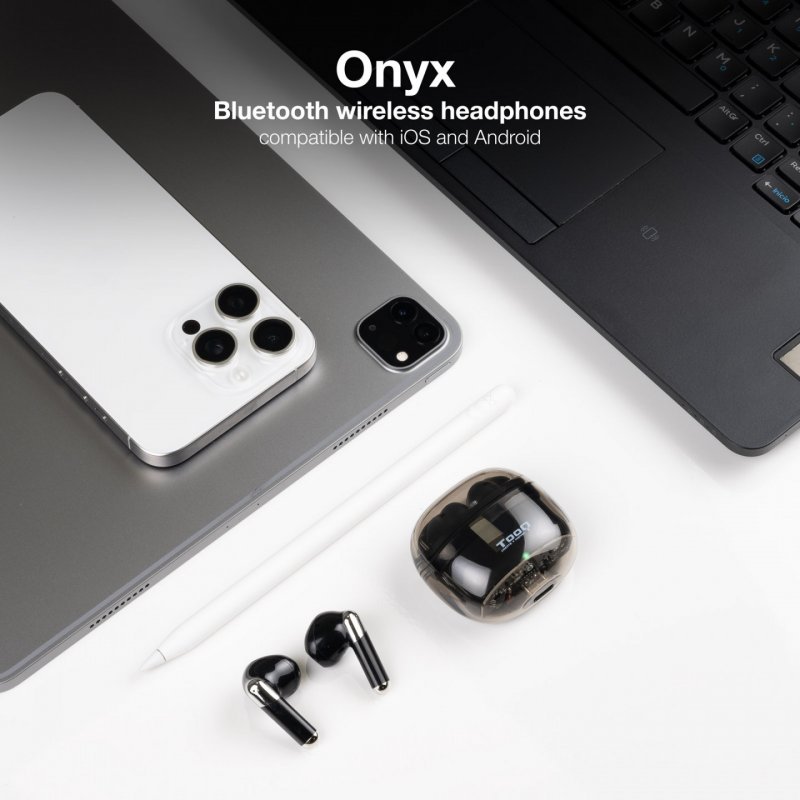 AURICULARES TOOQ INALAMB MICROFONO "ONYX" NEGROS