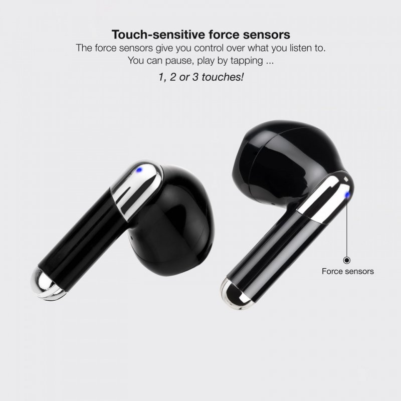 TooQ Onyx Wireless Earbuds Bluetooth Microphone with Charging Case, Black
