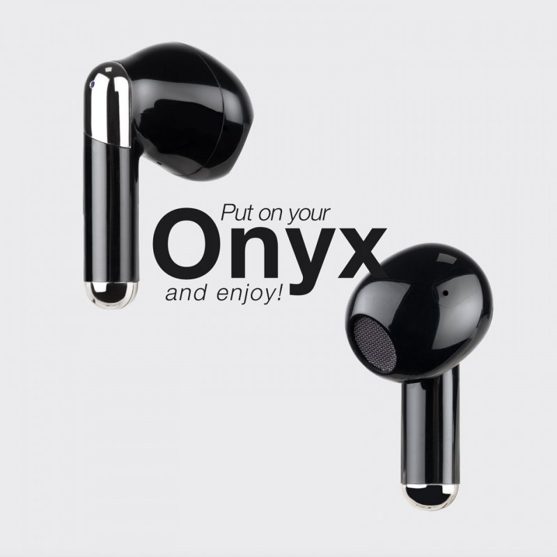 TooQ Onyx Wireless Earbuds Bluetooth Microphone with Charging Case, Black