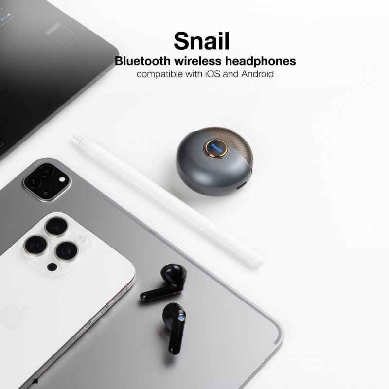 TooQ Snail Casque Sans fil Ecouteurs Appels/Musique Bluetooth Noir, Gris
