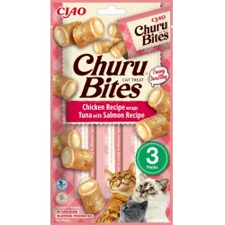 CIAO Churu Bites Chicken Recipe wraps Tuna with Salmon Cat Treat Chicken, Tuna 10 g