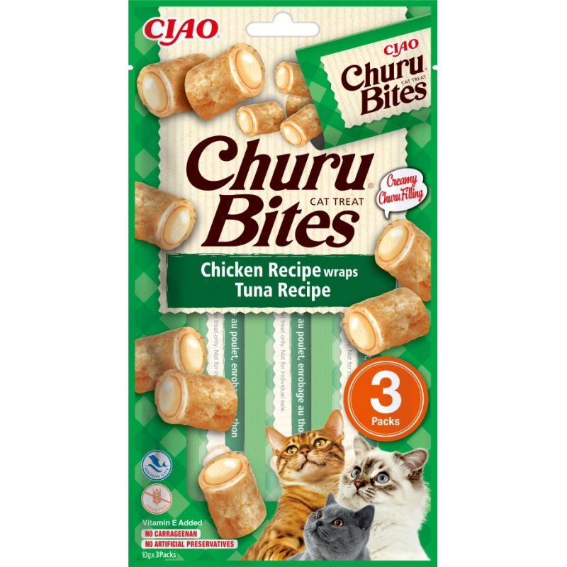 CIAO Churu Bites Chicken Recipe wraps Tuna Cat Treat Chicken, Tuna 10 g