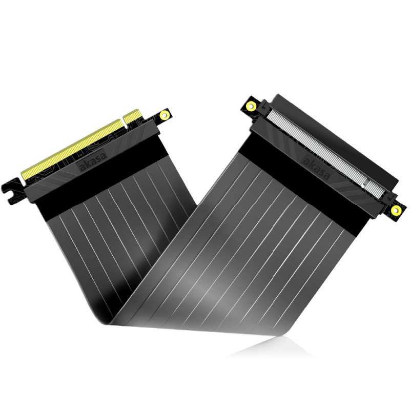 Akasa RISER BLACK X2, Premium PCIe 3.0 x 16 Riser cable,20CM 180° PCIe 3.0 x16 Female 180° PCIe 3.0 x16 Male