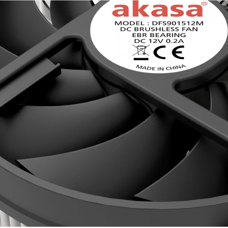 Akasa AK-CC6308EP01 Low Profile CPU-Kuehler - 92mm Carte SIM Plaque arrière 9,6 cm Aluminium, Noir