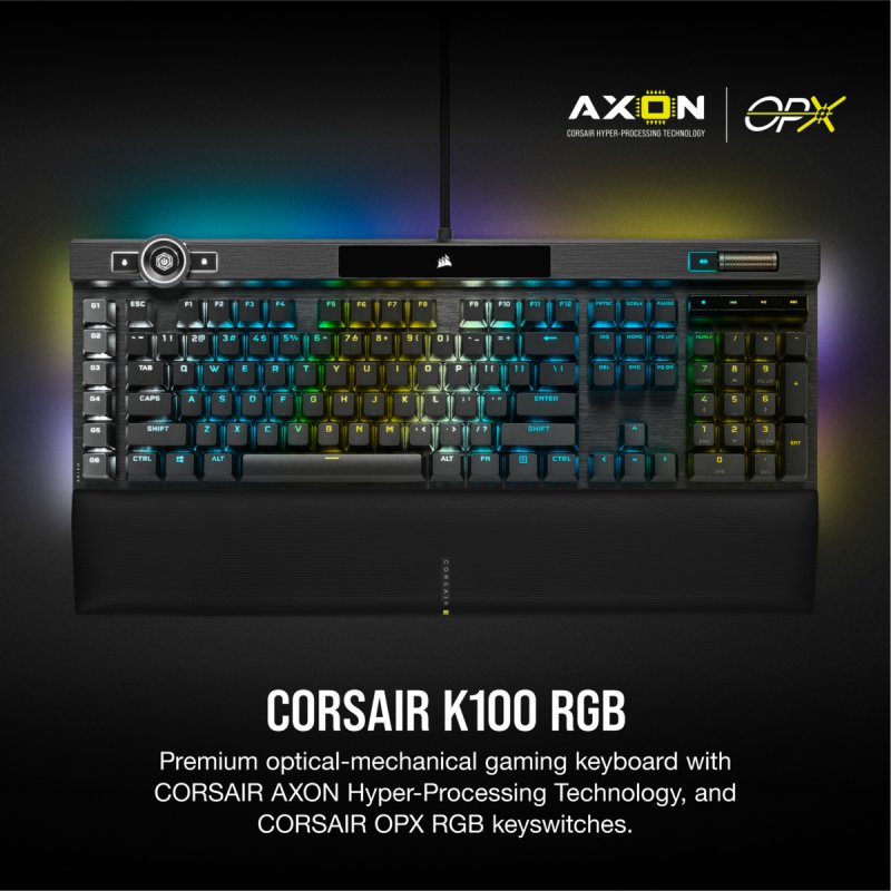Corsair K100 RGB Gaming Tastatur, Corsair OPX, RGB LED - schwarz