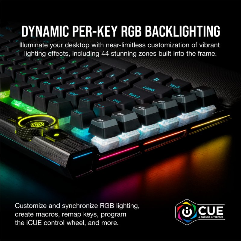 Corsair K100 RGB Optical-Mechanical Gaming clavier USB QWERTZ Allemand Noir