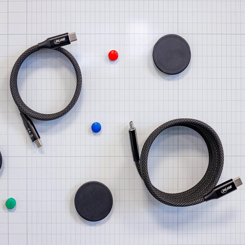 InLine® Magnetic USB-C Kabel, USB-C Stecker/Stecker, 100W, 1m, schwarz