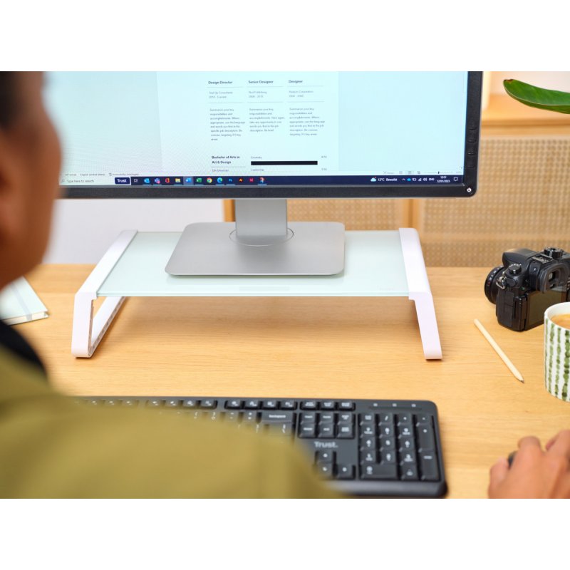 Podstawka pod monitor TRUST MONTA GLASS MONITOR STAND WHT (25351)