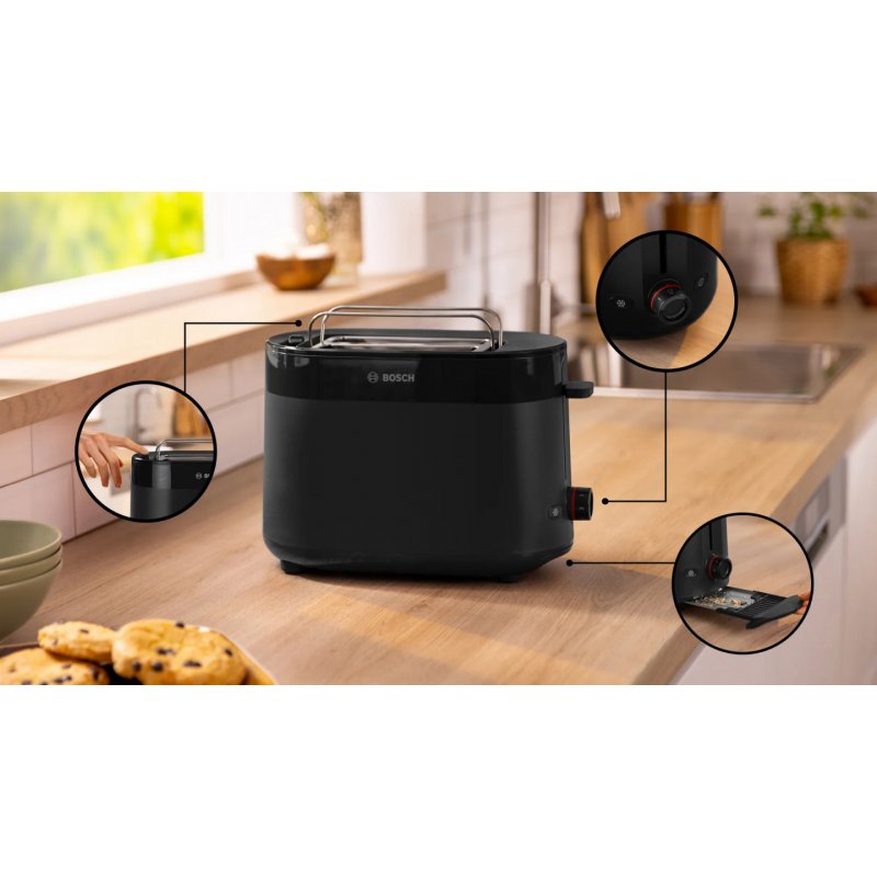Kompakt-Toaster MyMoment TAT2M123 (schwarz, 950 Watt, für 2 Scheiben Toast)