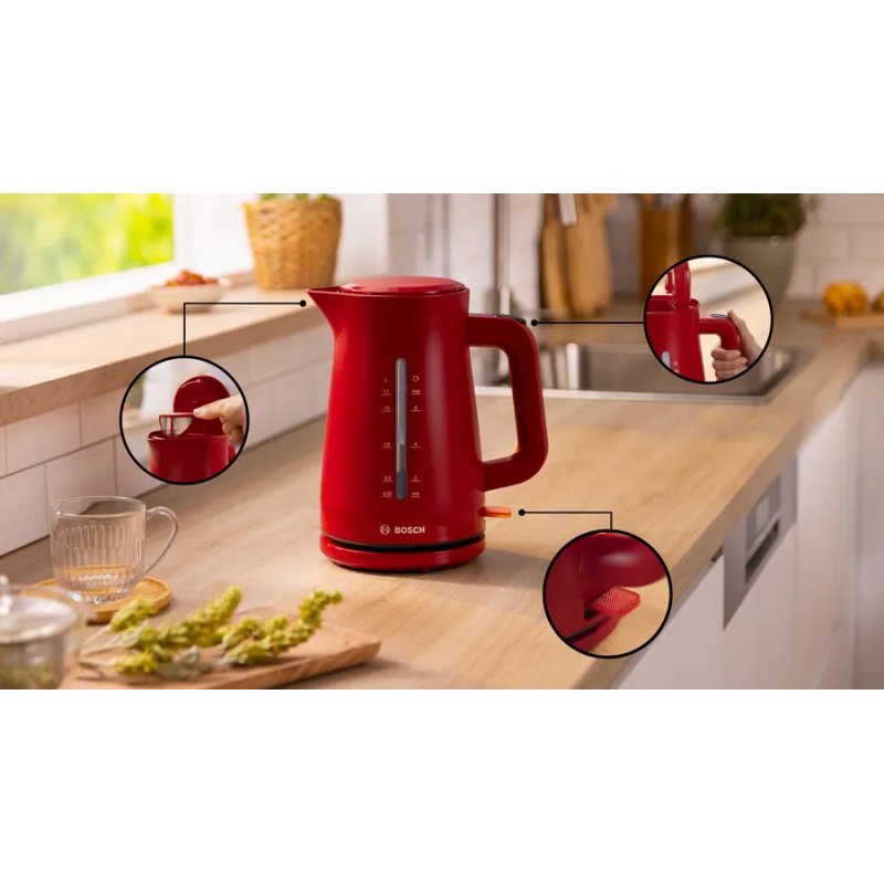 Wasserkocher MyMoment TWK3M124 (rot, 2.400 Watt, 1,7 Liter)