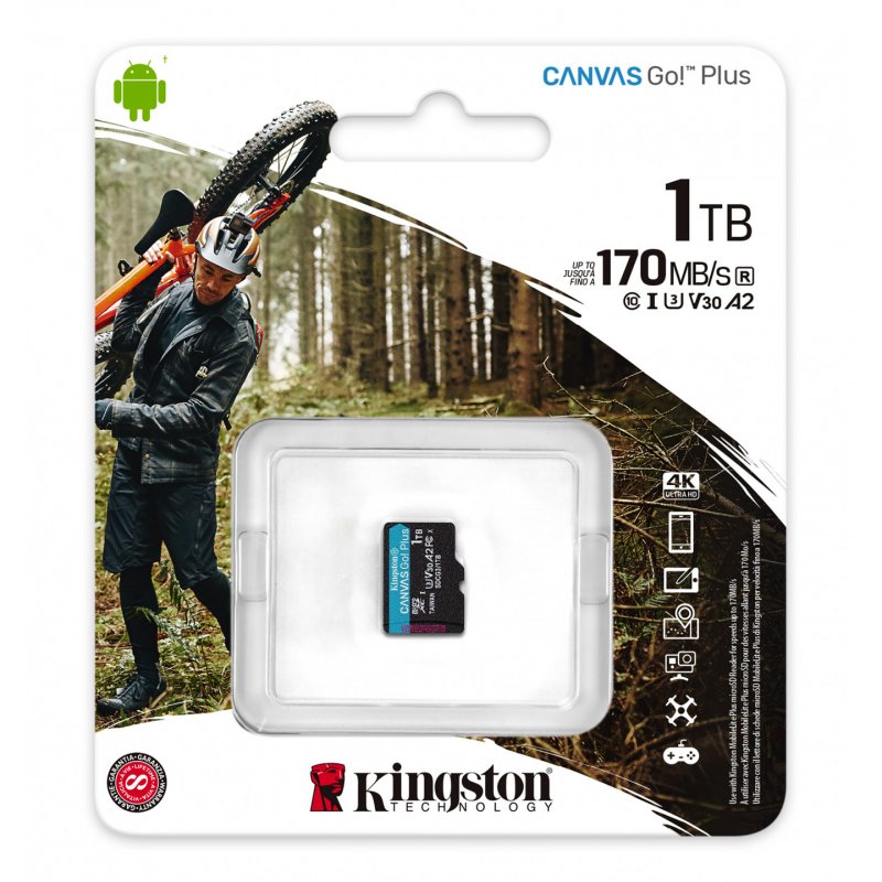 Kingston Technology Carte microSDXC Canvas Go Plus 170R A2 U3 V30 de 1 To sans ADP