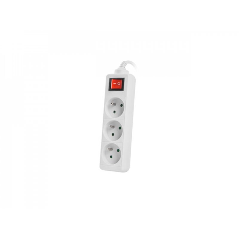 Lanberg PS1-03E-0300-W multiprise 3 m 3 sortie(s) CA Intérieure Blanc
