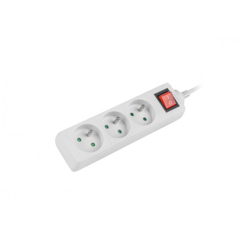 LANBERG POWER STRIP 3M WHITE 3X 230V PL WITH SWITCH