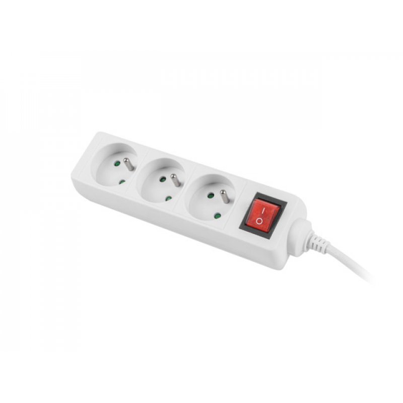 LANBERG POWER STRIP 3M WHITE 3X 230V PL WITH SWITCH