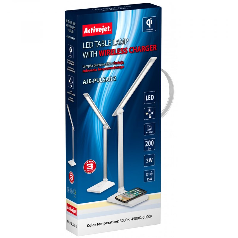 Activejet PULSAR 2 LED desk lamp with wireless charging function