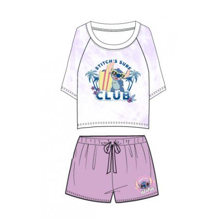 DISNEY- Stitch's Surf Club - Pyjama Femme Court Violet (M)