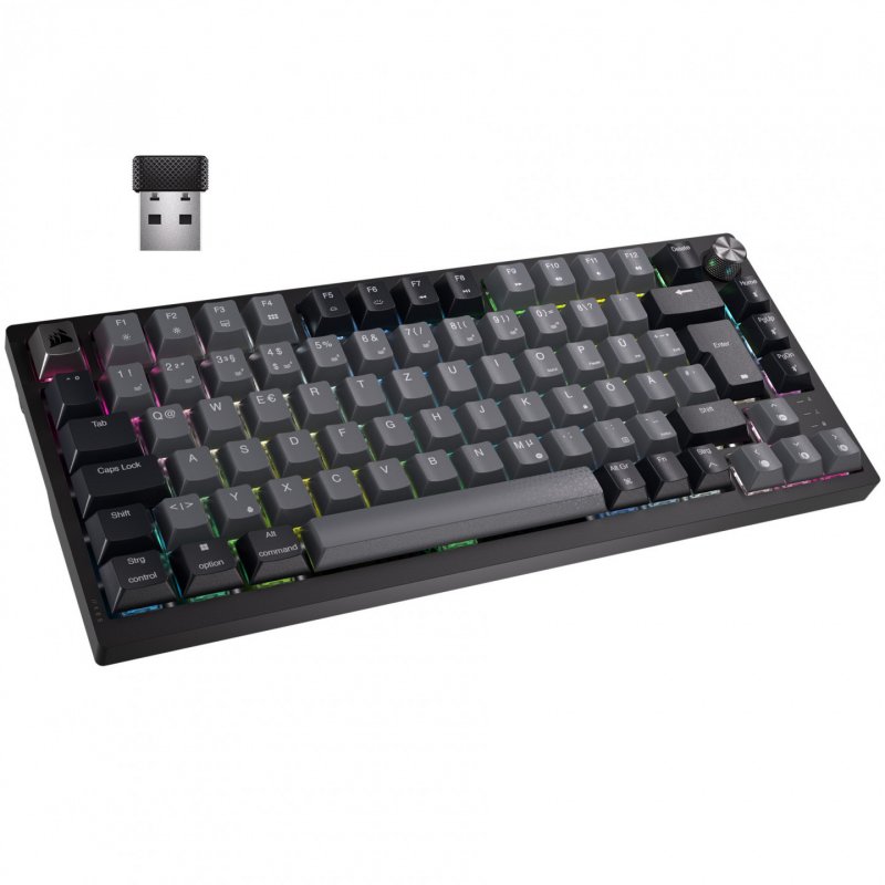 Corsair Gaming K65 Plus Wireless 75% RGB Gaming Tastatur, MLX RED - schwarz, grau