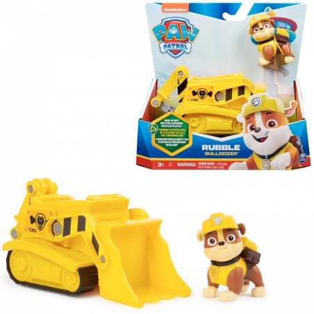 PAW Patrol , Rubble’s Bulldozer, Toy Vehicle with Collectible Action Figure, Sustainably Minded Kids Toys for Boys &