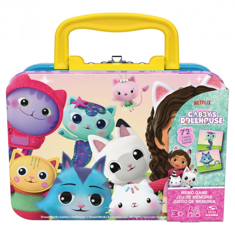Games Gabby's Dollhouse, Jeu de mémoire dans une mini-boîte en métal, Jeu de mémoire pour filles, Jeu