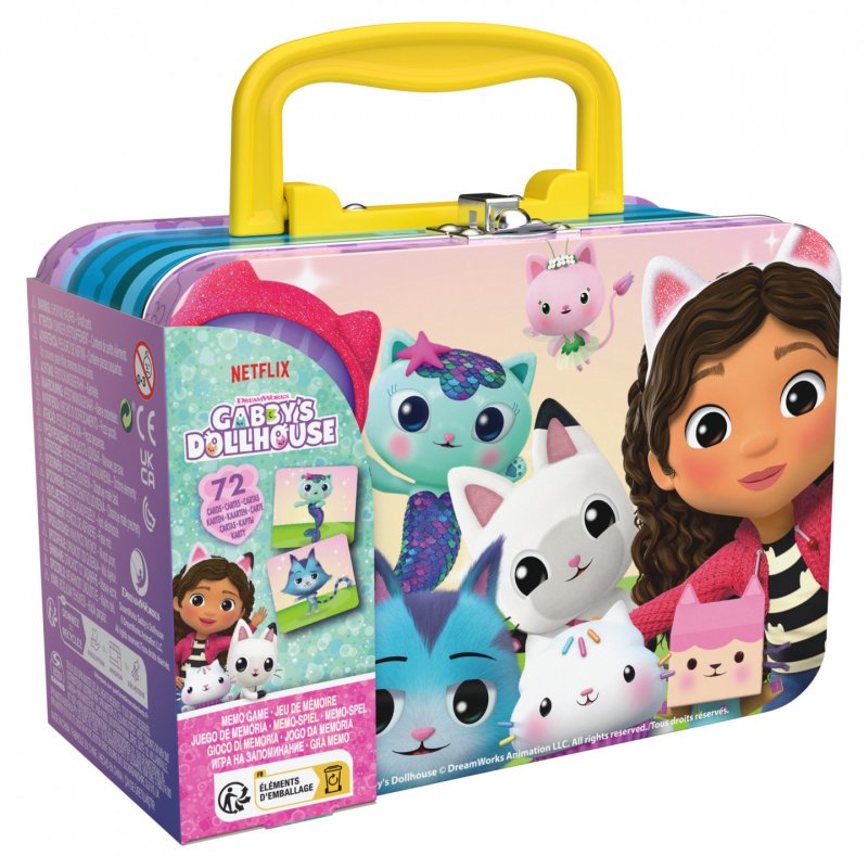 Games Gabby's Dollhouse, Jeu de mémoire dans une mini-boîte en métal, Jeu de mémoire pour filles, Jeu
