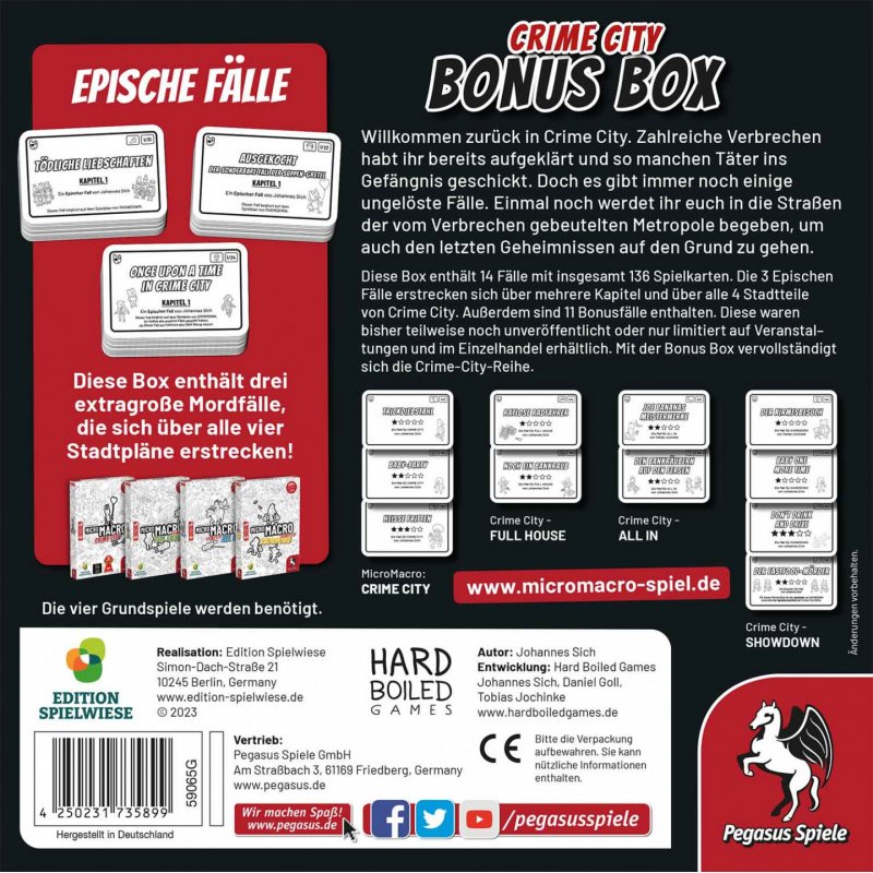 Pegasus Spiele MicroMacro: Crime City - Bonus Box Jeu de société Famille