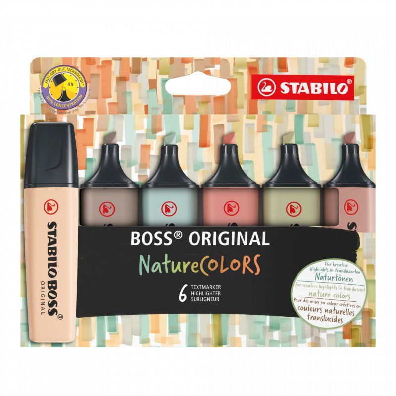 STABILO BOSS NatureColors marker 6 pc(s) Chisel tip Black, Bronze, Brown, Green, Grey, Light Green
