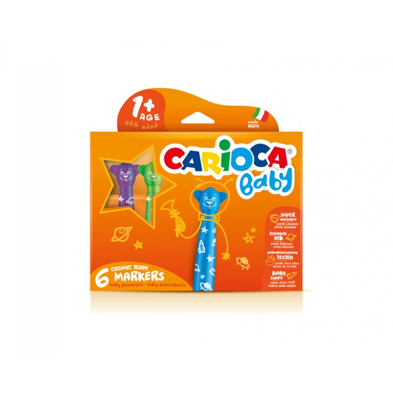 Carioca Teddy Marker 1 felt pen Extra Bold Multicolour 6 pc(s)