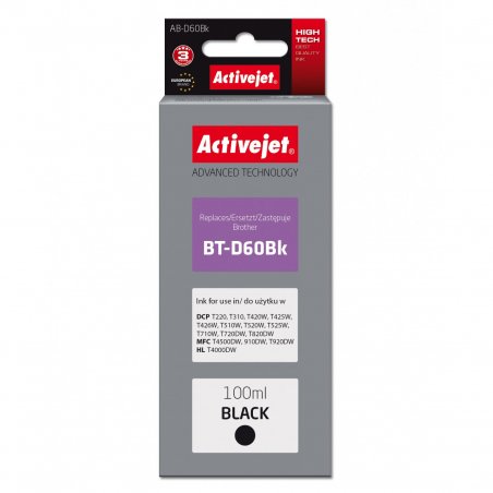 Activejet AB-D60Bk Ink Cartridge (replacement for Brother BT-D60Bk Supreme 100 ml black)