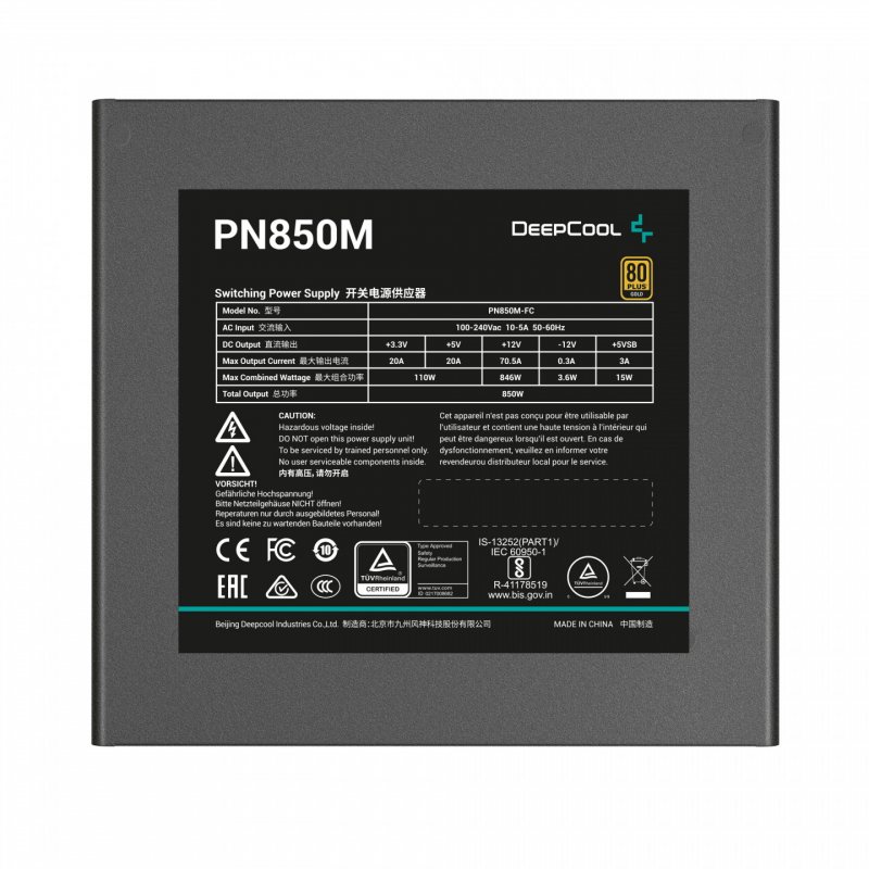 DeepCool PN850M unité d'alimentation d'énergie 850 W 20 4 pin ATX ATX Noir