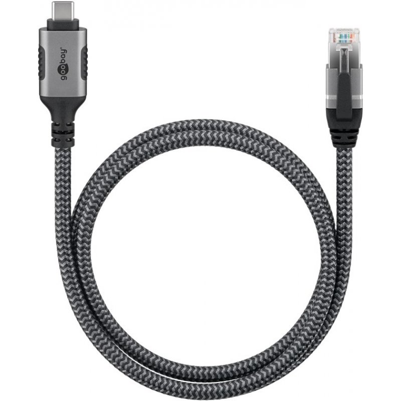 Goobay 70755 cable gender changer USB C RJ-45 Black, Silver