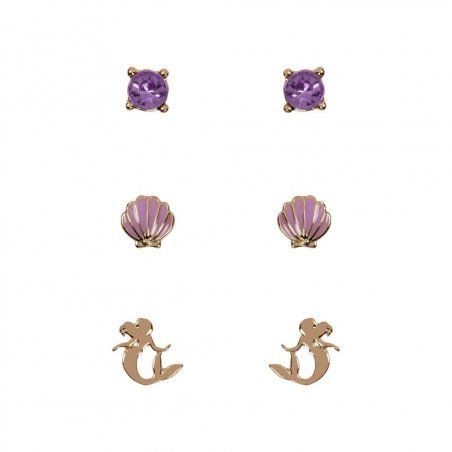LA PETITE SIRENE - 3 Paires de Clous d'Oreilles