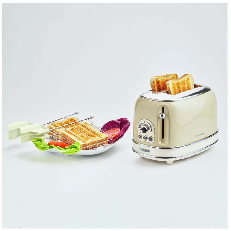 Vintage Toaster 155 (beige, 810 Watt, für 2 Scheiben Toast)