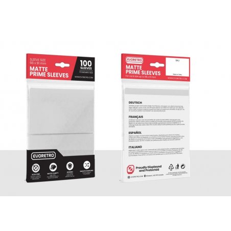 EVORETRO -Pochettes cartes mate F. stand. 66x91mm Transparent 100-Pack