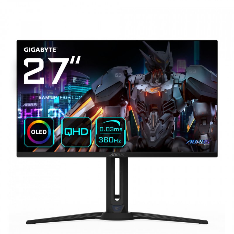 AORUS FO27Q3 27” OLED Gaming Monitor - 2560 x 1440(QHD), 360Hz, 0.03ms, KVM, 250 cd/m2, FreeSync Premium Pro,