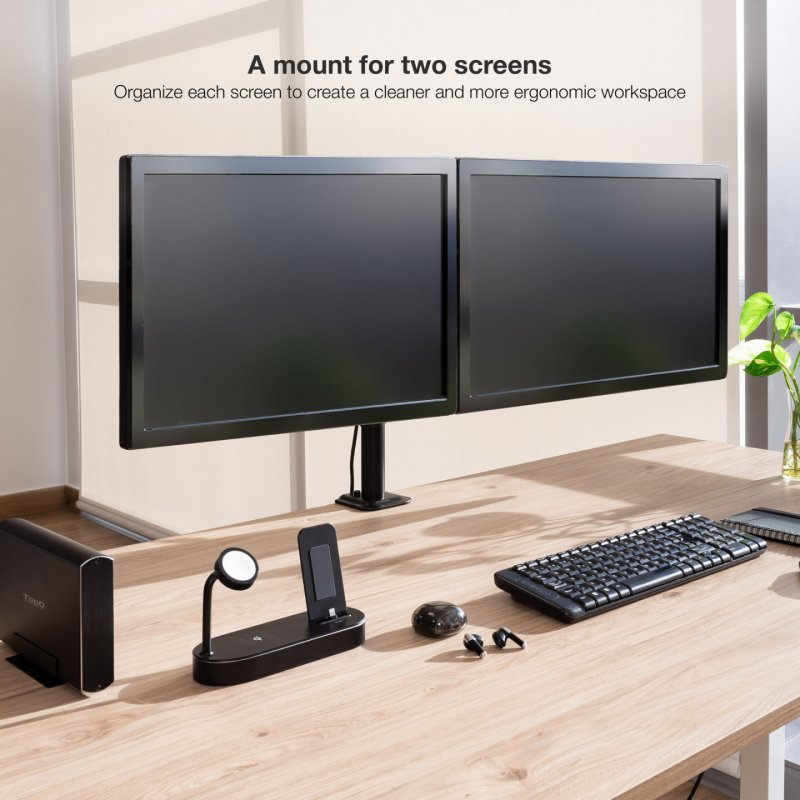 TooQ Desk Stand for 2 Screens 17"-27", Black