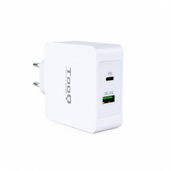 Chargeur secteur TooQ 1x port USB-A 1x port USB-C 27W (Noir)