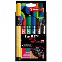 STABILO Pen 68 MAX stylo-feutre Noir, Bleu, Marron, Vert, Rouge, Jaune 6 pièce(s)