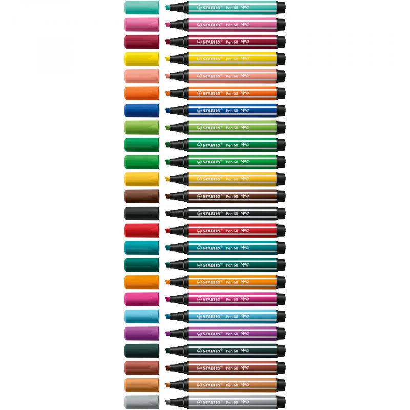 STABILO Pen 68 MAX stylo-feutre Noir, Bleu, Marron, Vert, Rouge, Jaune 6 pièce(s)