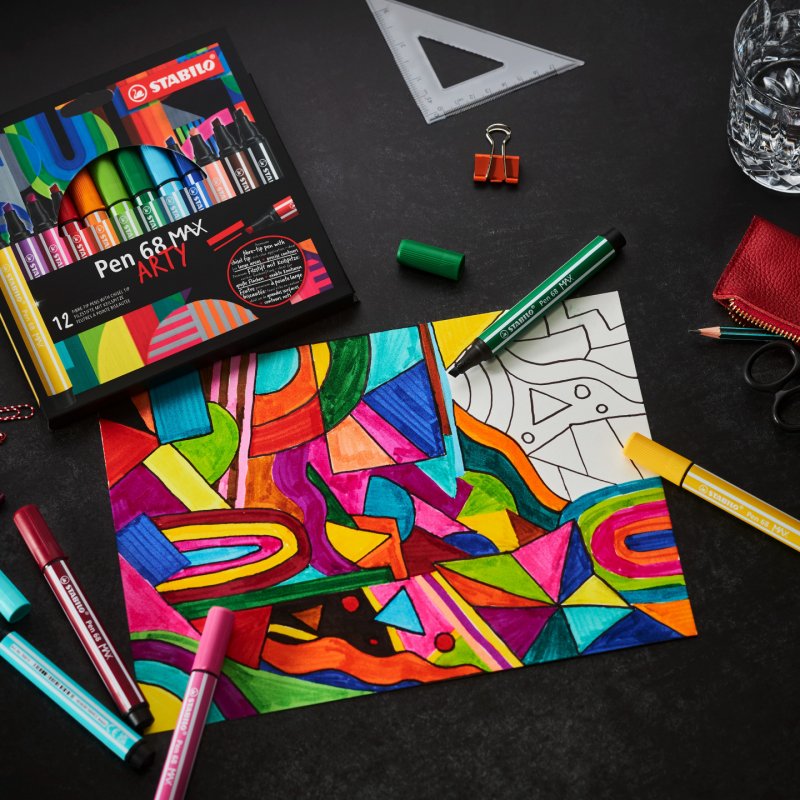 STABILO Pen 68 MAX felt pen Black, Blue, Brown, Green, Red, Yellow 6 pc(s)