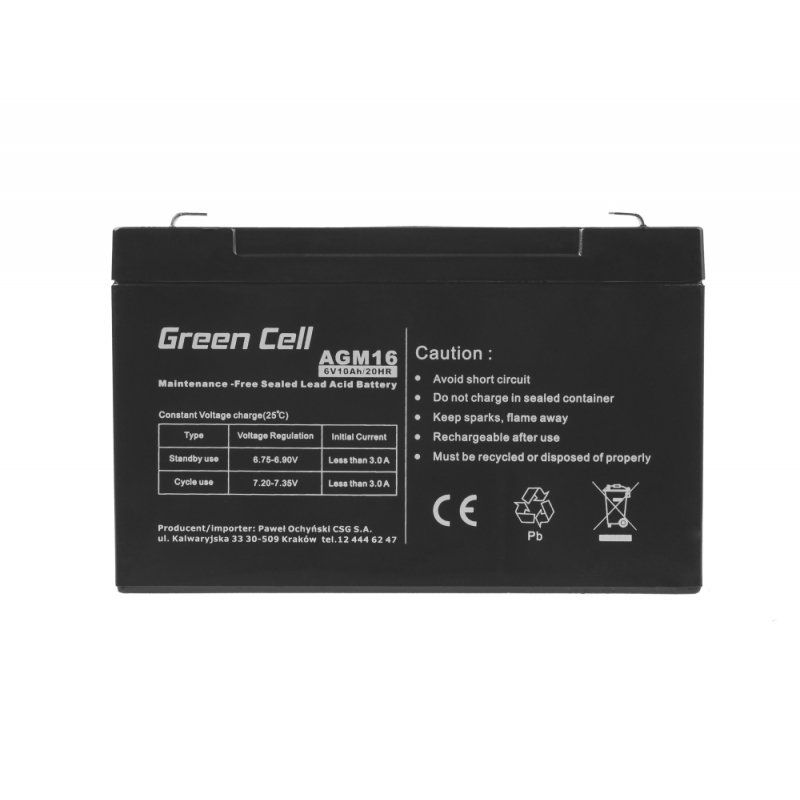 Green Cell Ersatzbatterie AGM16 6V/10Ah